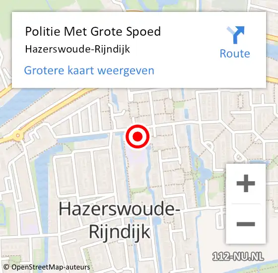 Locatie op kaart van de 112 melding: Politie Met Grote Spoed Naar Hazerswoude-Rijndijk op 27 augustus 2022 14:28