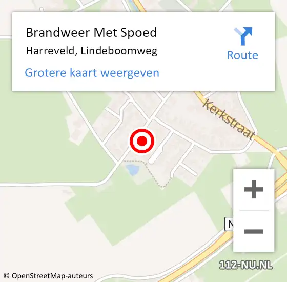 Locatie op kaart van de 112 melding: Brandweer Met Spoed Naar Harreveld, Lindeboomweg op 27 augustus 2022 14:34