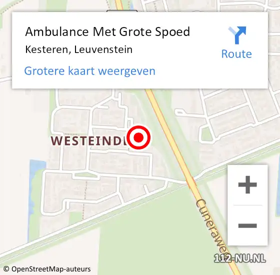 Locatie op kaart van de 112 melding: Ambulance Met Grote Spoed Naar Kesteren, Leuvenstein op 27 augustus 2022 14:38