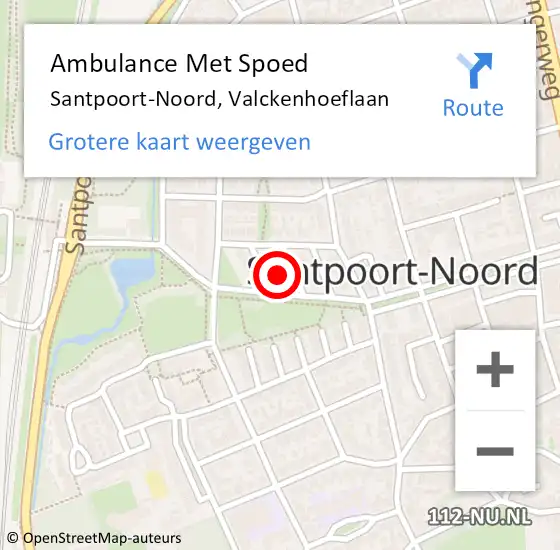 Locatie op kaart van de 112 melding: Ambulance Met Spoed Naar Santpoort-Noord, Valckenhoeflaan op 27 augustus 2022 14:51