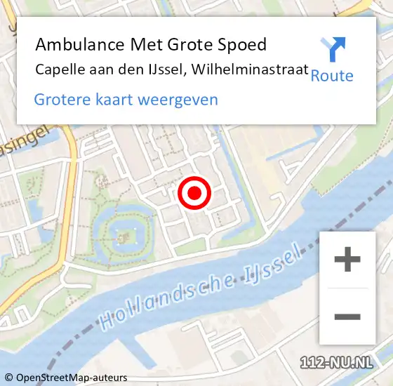 Locatie op kaart van de 112 melding: Ambulance Met Grote Spoed Naar Capelle aan den IJssel, Wilhelminastraat op 27 augustus 2022 15:07