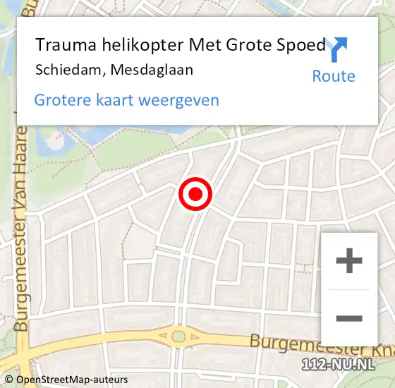 Locatie op kaart van de 112 melding: Trauma helikopter Met Grote Spoed Naar Schiedam, Mesdaglaan op 27 augustus 2022 15:12