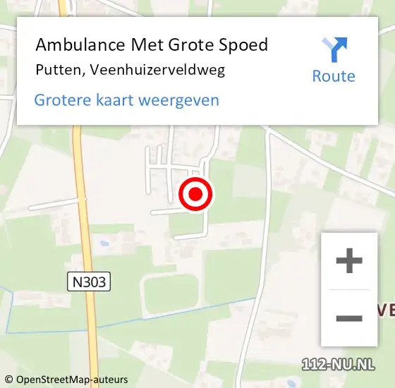 Locatie op kaart van de 112 melding: Ambulance Met Grote Spoed Naar Putten, Veenhuizerveldweg op 27 augustus 2022 15:13