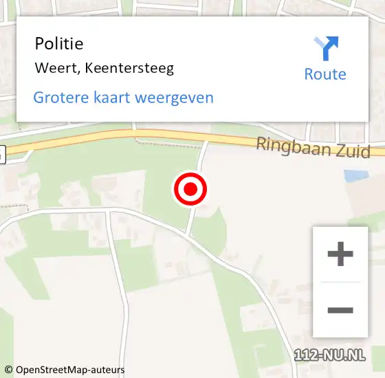 Locatie op kaart van de 112 melding: Politie Weert, Keentersteeg op 27 augustus 2022 15:25