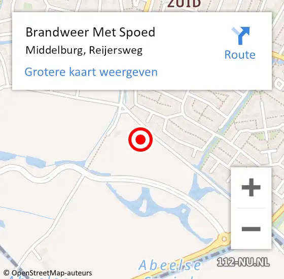 Locatie op kaart van de 112 melding: Brandweer Met Spoed Naar Middelburg, Reijersweg op 27 augustus 2022 15:36