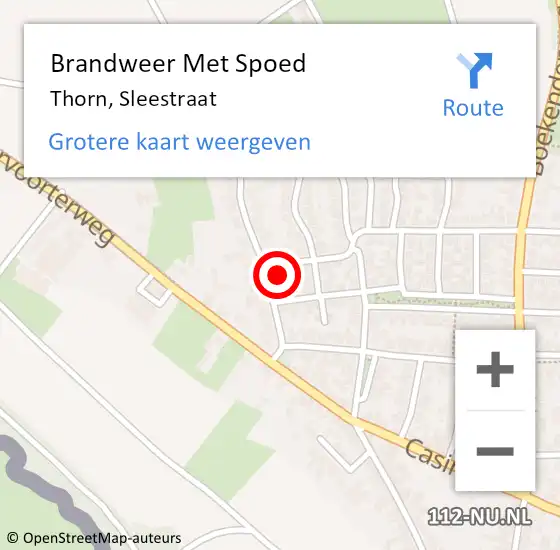 Locatie op kaart van de 112 melding: Brandweer Met Spoed Naar Thorn, Sleestraat op 27 augustus 2022 15:36