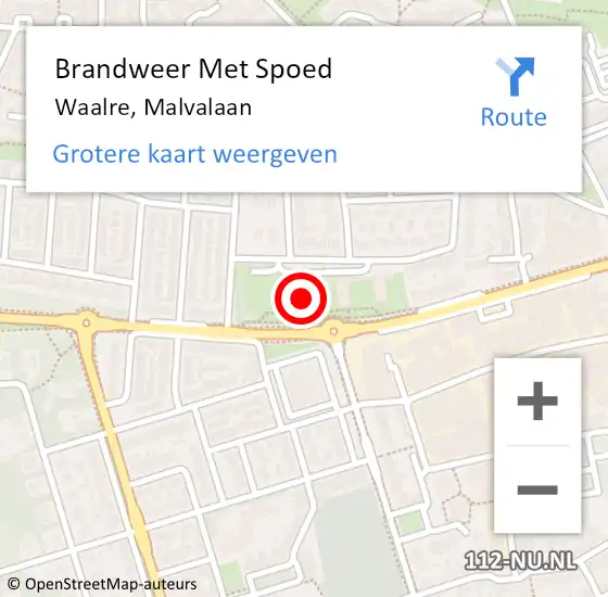 Locatie op kaart van de 112 melding: Brandweer Met Spoed Naar Waalre, Malvalaan op 27 augustus 2022 16:18