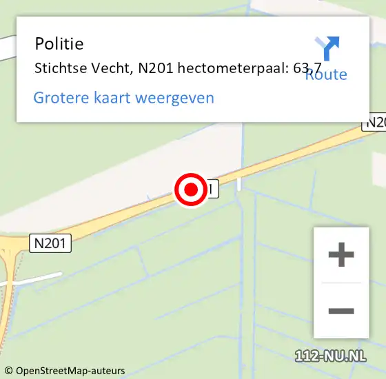 Locatie op kaart van de 112 melding: Politie Stichtse Vecht, N201 hectometerpaal: 63,7 op 27 augustus 2022 16:19