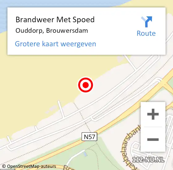 Locatie op kaart van de 112 melding: Brandweer Met Spoed Naar Ouddorp, Brouwersdam op 27 augustus 2022 16:26