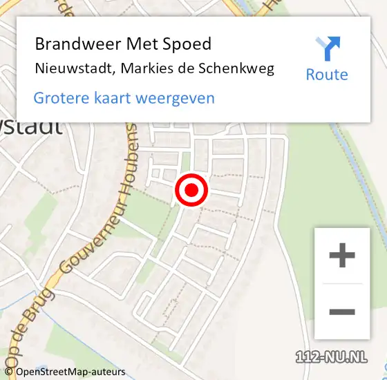 Locatie op kaart van de 112 melding: Brandweer Met Spoed Naar Nieuwstadt, Markies de Schenkweg op 27 augustus 2022 16:26