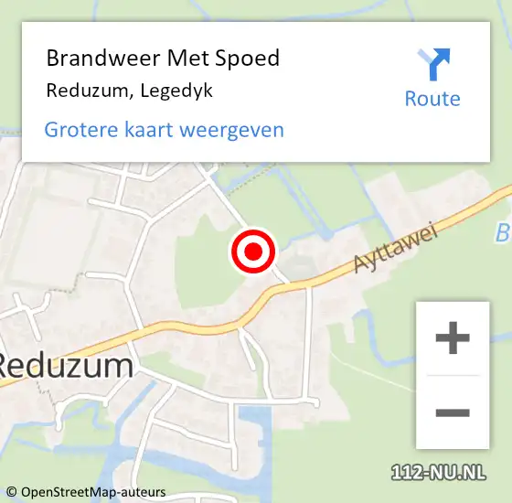 Locatie op kaart van de 112 melding: Brandweer Met Spoed Naar Reduzum, Legedyk op 27 augustus 2022 16:43