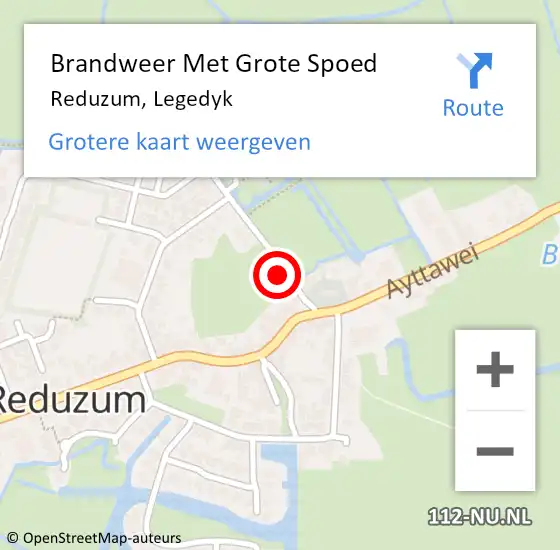 Locatie op kaart van de 112 melding: Brandweer Met Grote Spoed Naar Reduzum, Legedyk op 27 augustus 2022 16:46