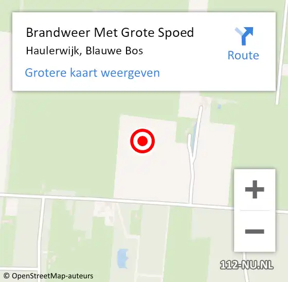 Locatie op kaart van de 112 melding: Brandweer Met Grote Spoed Naar Haulerwijk, Blauwe Bos op 27 augustus 2022 16:47