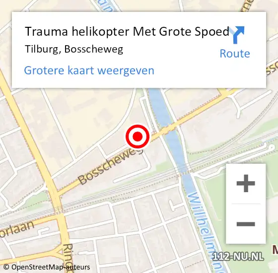 Locatie op kaart van de 112 melding: Trauma helikopter Met Grote Spoed Naar Tilburg, Bosscheweg op 27 augustus 2022 16:59