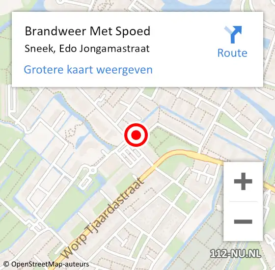 Locatie op kaart van de 112 melding: Brandweer Met Spoed Naar Sneek, Edo Jongamastraat op 27 juli 2014 21:20