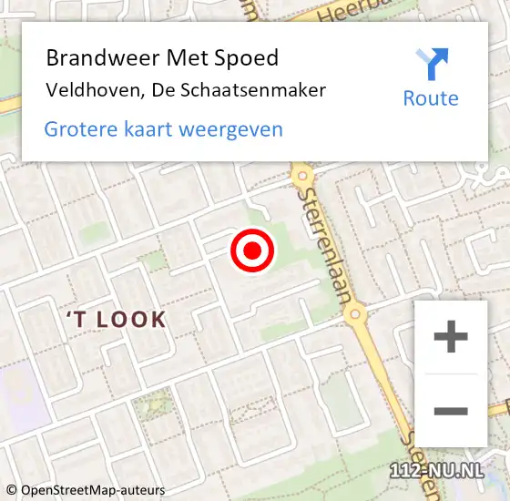 Locatie op kaart van de 112 melding: Brandweer Met Spoed Naar Veldhoven, De Schaatsenmaker op 27 augustus 2022 17:52