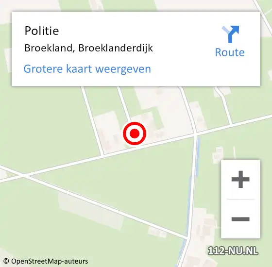 Locatie op kaart van de 112 melding: Politie Broekland, Broeklanderdijk op 27 augustus 2022 18:01