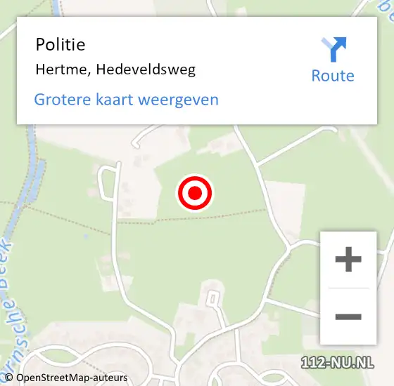 Locatie op kaart van de 112 melding: Politie Hertme, Hedeveldsweg op 27 augustus 2022 18:05