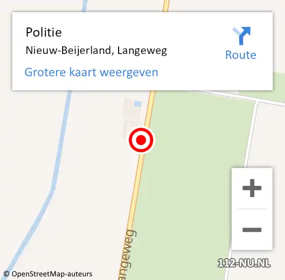 Locatie op kaart van de 112 melding: Politie Nieuw-Beijerland, Langeweg op 27 augustus 2022 18:09