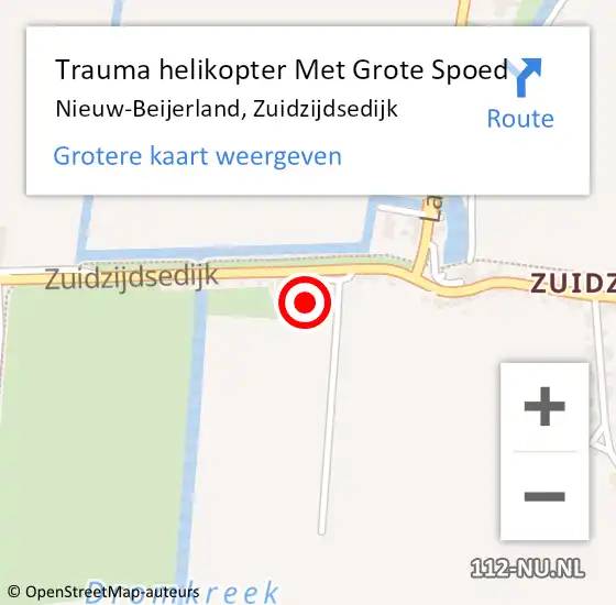 Locatie op kaart van de 112 melding: Trauma helikopter Met Grote Spoed Naar Nieuw-Beijerland, Zuidzijdsedijk op 27 augustus 2022 18:09