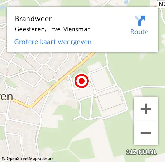 Locatie op kaart van de 112 melding: Brandweer Geesteren, Erve Mensman op 27 augustus 2022 18:38