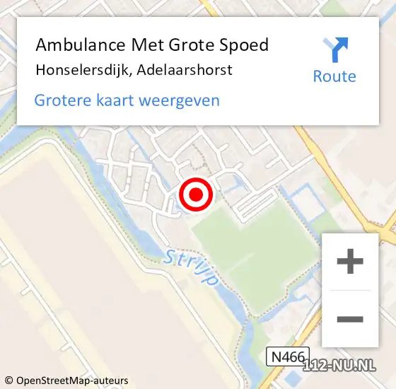 Locatie op kaart van de 112 melding: Ambulance Met Grote Spoed Naar Honselersdijk, Adelaarshorst op 27 augustus 2022 18:44
