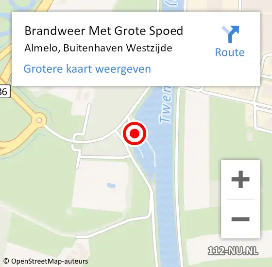 Locatie op kaart van de 112 melding: Brandweer Met Grote Spoed Naar Almelo, Buitenhaven Westzijde op 27 augustus 2022 18:52