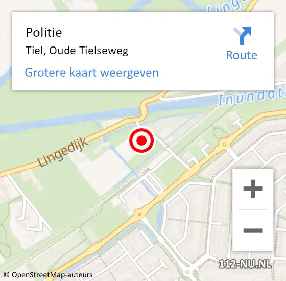 Locatie op kaart van de 112 melding: Politie Tiel, Oude Tielseweg op 27 augustus 2022 18:54
