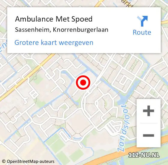 Locatie op kaart van de 112 melding: Ambulance Met Spoed Naar Sassenheim, Knorrenburgerlaan op 27 augustus 2022 19:00