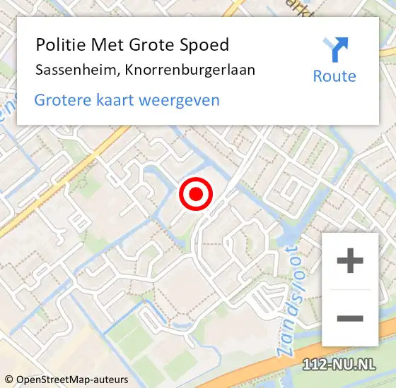 Locatie op kaart van de 112 melding: Politie Met Grote Spoed Naar Sassenheim, Knorrenburgerlaan op 27 augustus 2022 19:00