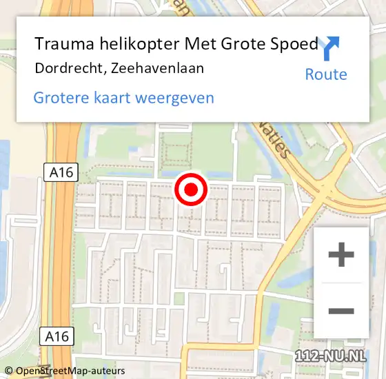 Locatie op kaart van de 112 melding: Trauma helikopter Met Grote Spoed Naar Dordrecht, Zeehavenlaan op 27 augustus 2022 19:16