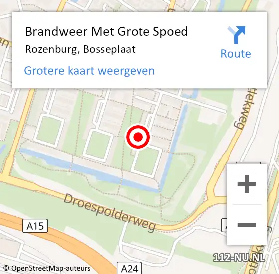 Locatie op kaart van de 112 melding: Brandweer Met Grote Spoed Naar Rozenburg, Bosseplaat op 27 augustus 2022 19:57