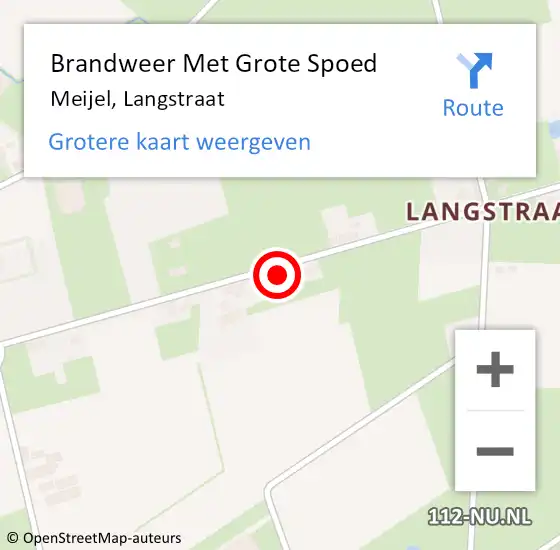 Locatie op kaart van de 112 melding: Brandweer Met Grote Spoed Naar Meijel, Langstraat op 27 augustus 2022 19:59