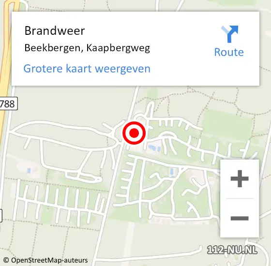 Locatie op kaart van de 112 melding: Brandweer Beekbergen, Kaapbergweg op 27 augustus 2022 20:03