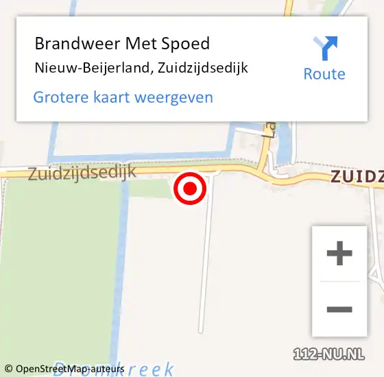 Locatie op kaart van de 112 melding: Brandweer Met Spoed Naar Nieuw-Beijerland, Zuidzijdsedijk op 27 augustus 2022 20:03