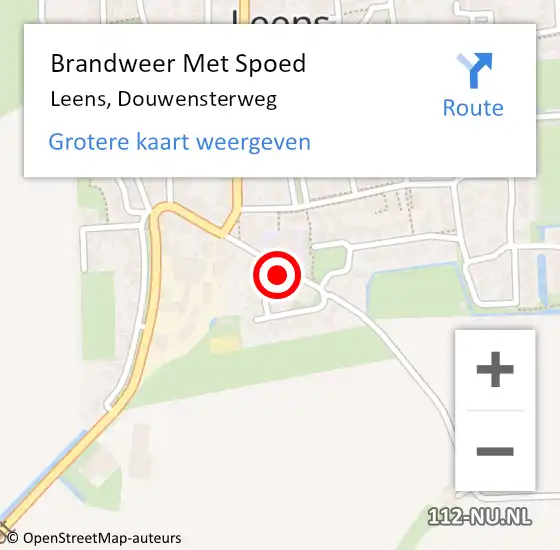 Locatie op kaart van de 112 melding: Brandweer Met Spoed Naar Leens, Douwensterweg op 27 augustus 2022 20:21