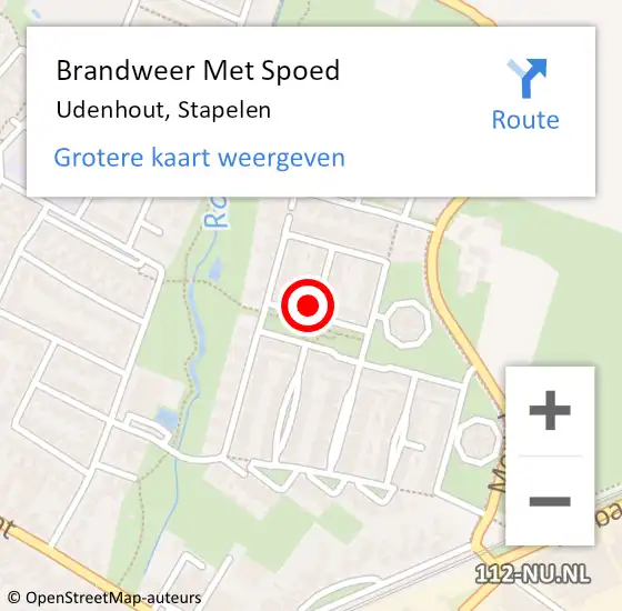 Locatie op kaart van de 112 melding: Brandweer Met Spoed Naar Udenhout, Stapelen op 27 augustus 2022 20:30