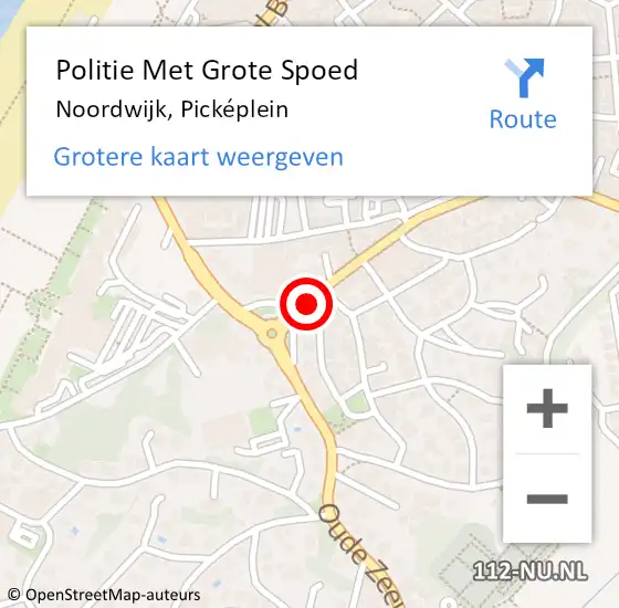 Locatie op kaart van de 112 melding: Politie Met Grote Spoed Naar Noordwijk, Picképlein op 27 augustus 2022 20:31