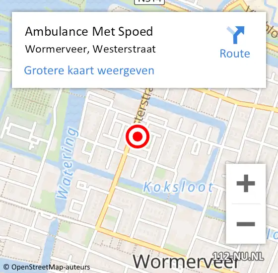 Locatie op kaart van de 112 melding: Ambulance Met Spoed Naar Wormerveer, Westerstraat op 27 augustus 2022 20:37
