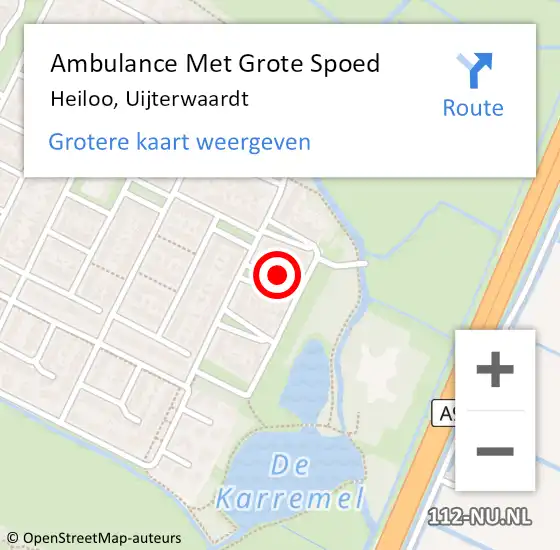 Locatie op kaart van de 112 melding: Ambulance Met Grote Spoed Naar Heiloo, Uijterwaardt op 27 augustus 2022 21:15