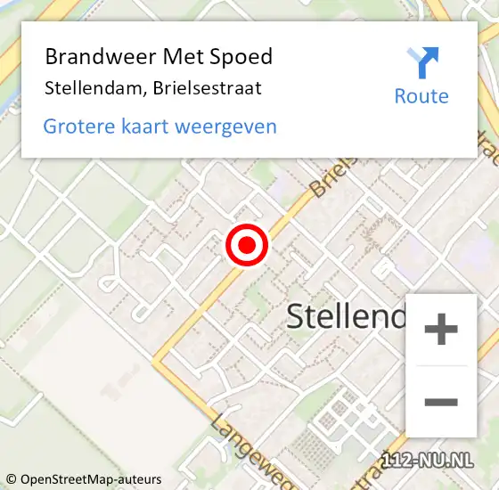 Locatie op kaart van de 112 melding: Brandweer Met Spoed Naar Stellendam, Brielsestraat op 27 augustus 2022 21:31