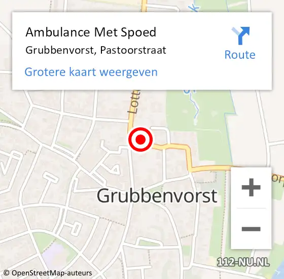 Locatie op kaart van de 112 melding: Ambulance Met Spoed Naar Grubbenvorst, Pastoorstraat op 27 juli 2014 21:59