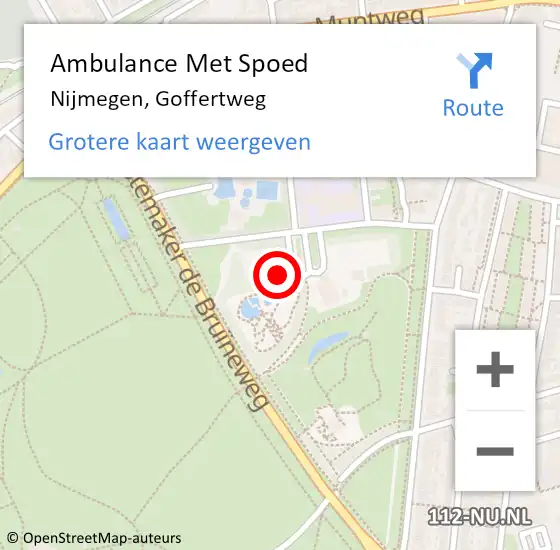 Locatie op kaart van de 112 melding: Ambulance Met Spoed Naar Nijmegen, Goffertweg op 27 augustus 2022 21:55