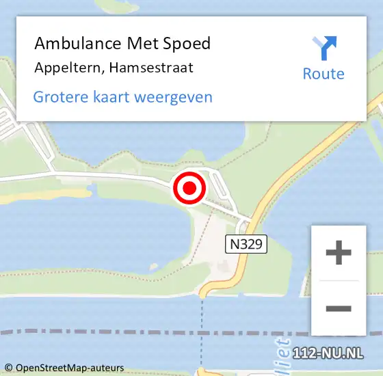 Locatie op kaart van de 112 melding: Ambulance Met Spoed Naar Appeltern, Hamsestraat op 27 augustus 2022 21:57