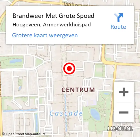 Locatie op kaart van de 112 melding: Brandweer Met Grote Spoed Naar Hoogeveen, Armenwerkhuispad op 27 augustus 2022 22:21