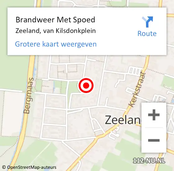 Locatie op kaart van de 112 melding: Brandweer Met Spoed Naar Zeeland, van Kilsdonkplein op 27 augustus 2022 22:21