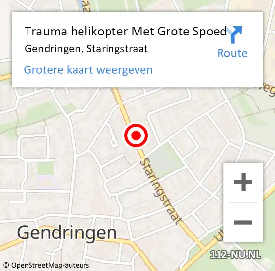 Locatie op kaart van de 112 melding: Trauma helikopter Met Grote Spoed Naar Gendringen, Staringstraat op 27 augustus 2022 22:27