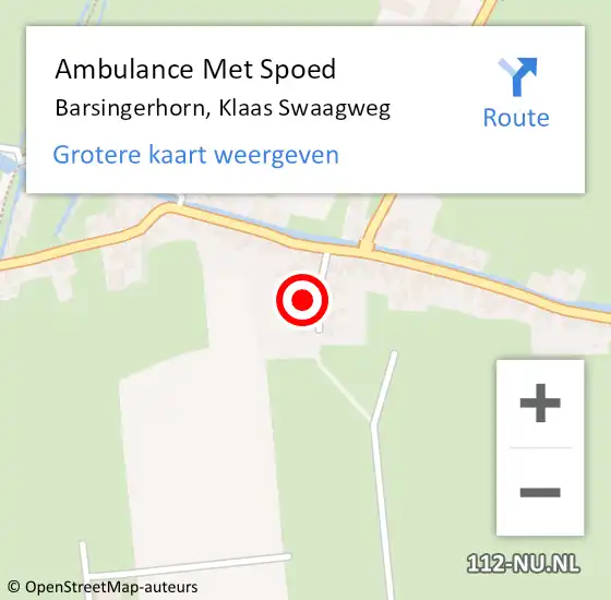 Locatie op kaart van de 112 melding: Ambulance Met Spoed Naar Barsingerhorn, Klaas Swaagweg op 27 augustus 2022 22:38