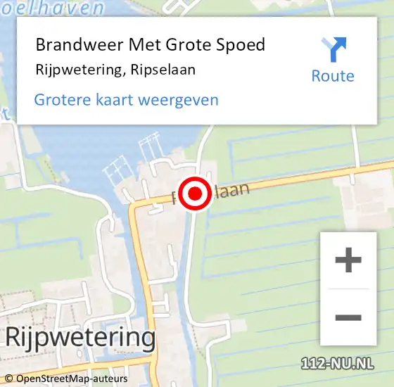 Locatie op kaart van de 112 melding: Brandweer Met Grote Spoed Naar Rijpwetering, Ripselaan op 27 augustus 2022 23:15