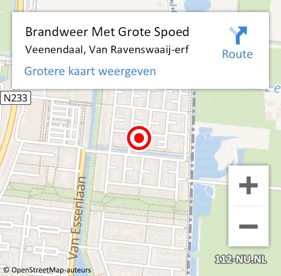 Locatie op kaart van de 112 melding: Brandweer Met Grote Spoed Naar Veenendaal, Van Ravenswaaij-erf op 27 augustus 2022 23:17